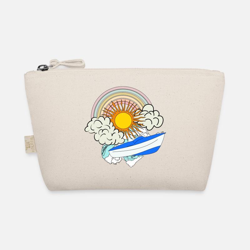 Motorboot Sonne Retro Regenbogen Wolken Meer Boot Bio-Täschchen