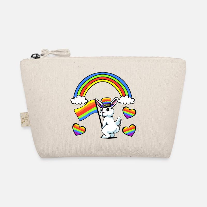 LGBT Hase Regenbogenfahne Regenbogen Herz - Bio-Täschchen - Natur