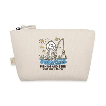 Funny stick figure drawing fishing and beer - Organic Pouch - nature - Front