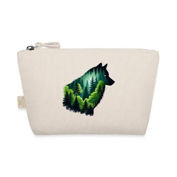 Silhouette Wolf with Green Forest - Organic Pouch - nature - Front