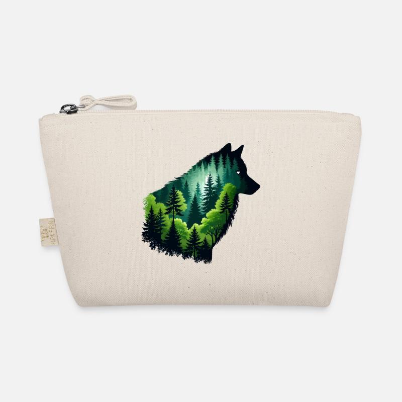 Loup silhouette avec forêt verte Trousse biologique