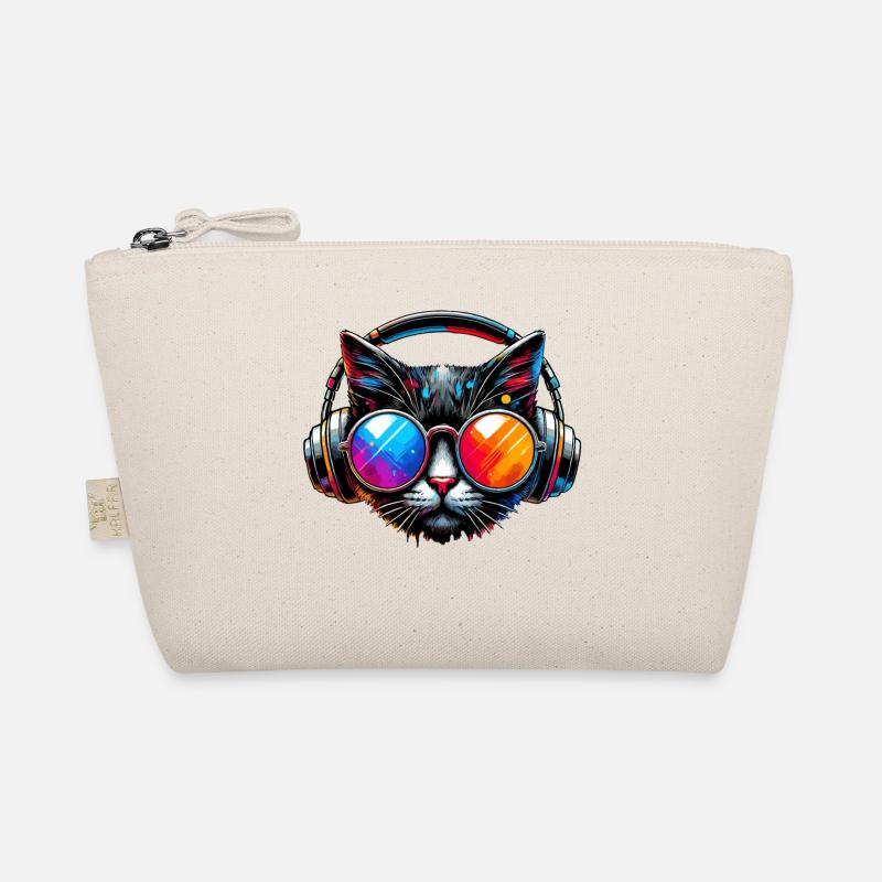 DJ Cat - Disco & Party Cat - Organic Pouch - nature