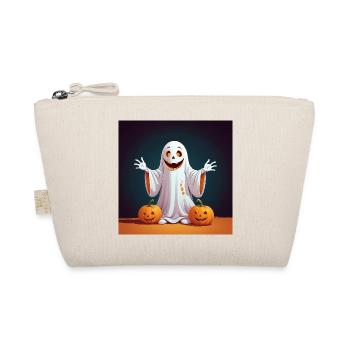 Halloween Ghost with Pumpkins - Organic Pouch - nature - Front