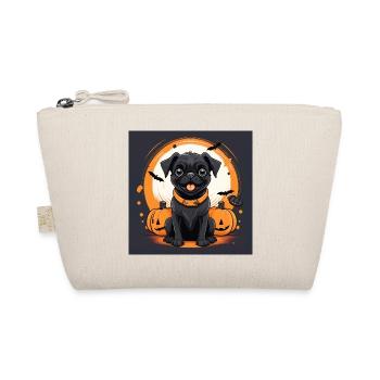Halloween Dog with Pumpkins and Bats - Organic Pouch - nature - Front