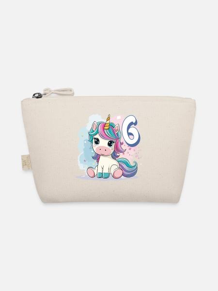 6. Geburtstag Einhorn Regenbogen Süß Niedlich - Bio-Täschchen - Natur