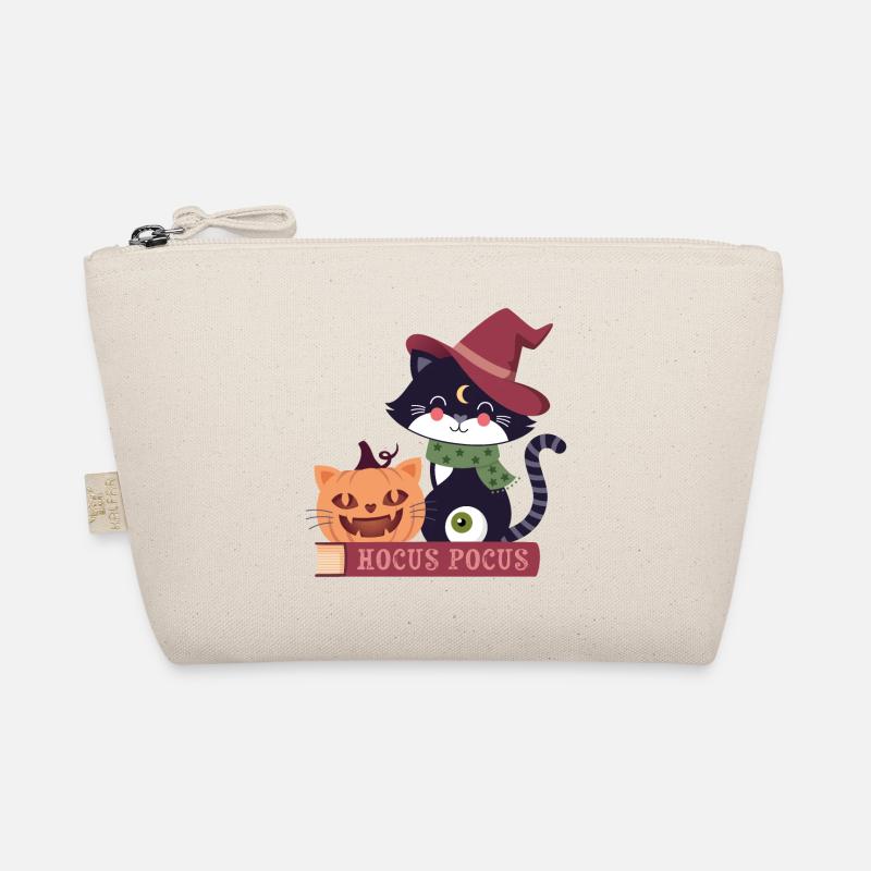 Cat with cat pumpkin on a book Organic Pouch