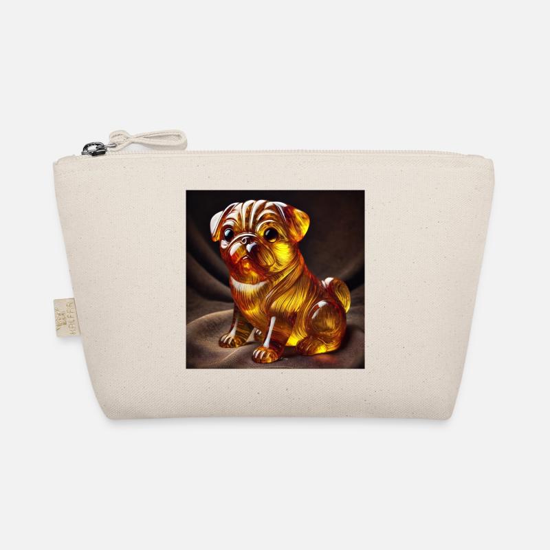 Glass figurine Pug with gold flame design Organic Pouch