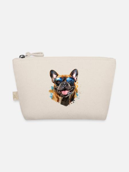Frenchie with sunglasses - Organic Pouch - nature - Front