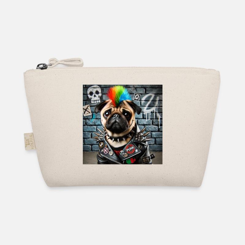 Punk Mops mit Regenbogenmähne Bio-Täschchen