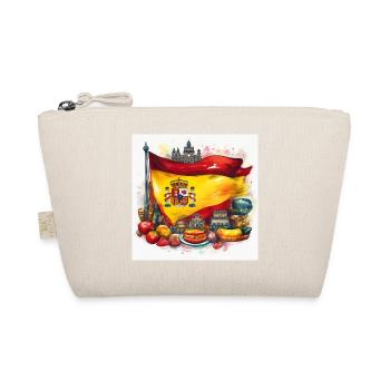 Spain Flag with Traditional Cuisine Design - Organic Pouch - nature - Front