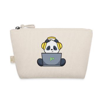 Gaming Panda with yellow headset - Organic Pouch - nature - Front