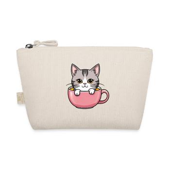 Katze in Tasse - Bio-Täschchen - Natur - Vorne