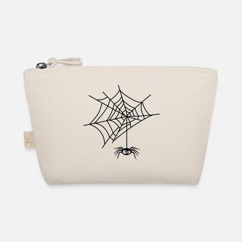 Halloween-lustige Spinne, die an ihrem Netz hängt - Bio-Täschchen - Natur