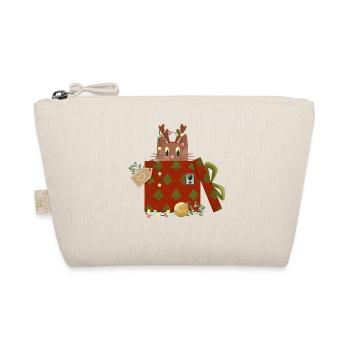Cat in Christmas Gift - Organic Pouch - nature - Front