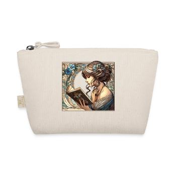 Woman Reading Browsing Book Books Gift - Organic Pouch - nature - Front