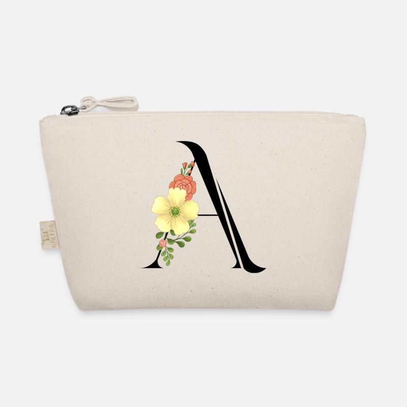 Eleganter Buchstabe 'A' mit Blumen Bio-Täschchen
