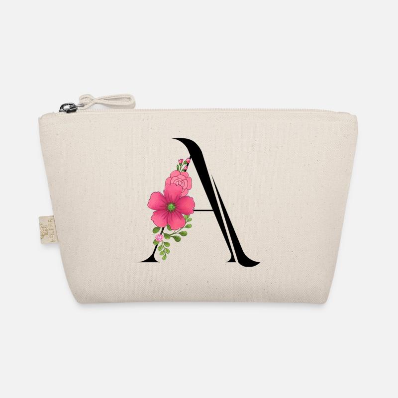 Eleganter Buchstabe 'A' mit Blumen Bio-Täschchen