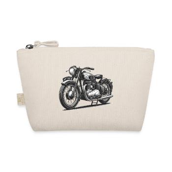 Vintage Motorcycle Line Art Design - Organic Pouch - nature - Front