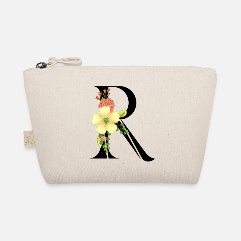 Eleganter Buchstabe 'R' mit Blumen Bio-Täschchen