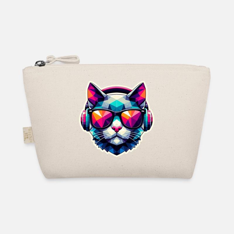 Chat Lunettes Casque Polygone Coloré Trousse biologique