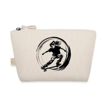 Skateboarding Woman Skateboard Silhouette - Organic Pouch - nature - Front