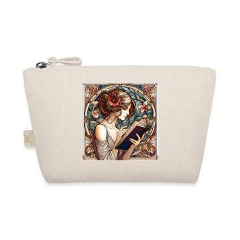 Art Nouveau Woman Book Books Reading Gift - Organic Pouch - nature - Front
