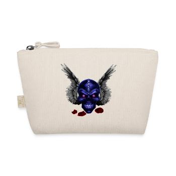 menschenschädel und Feder-Flügel, gothic design - Bio-Täschchen - Natur - Vorne