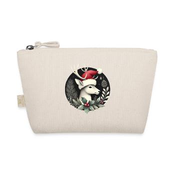Festive Deer with Santa Hat Wreath - Organic Pouch - nature - Front