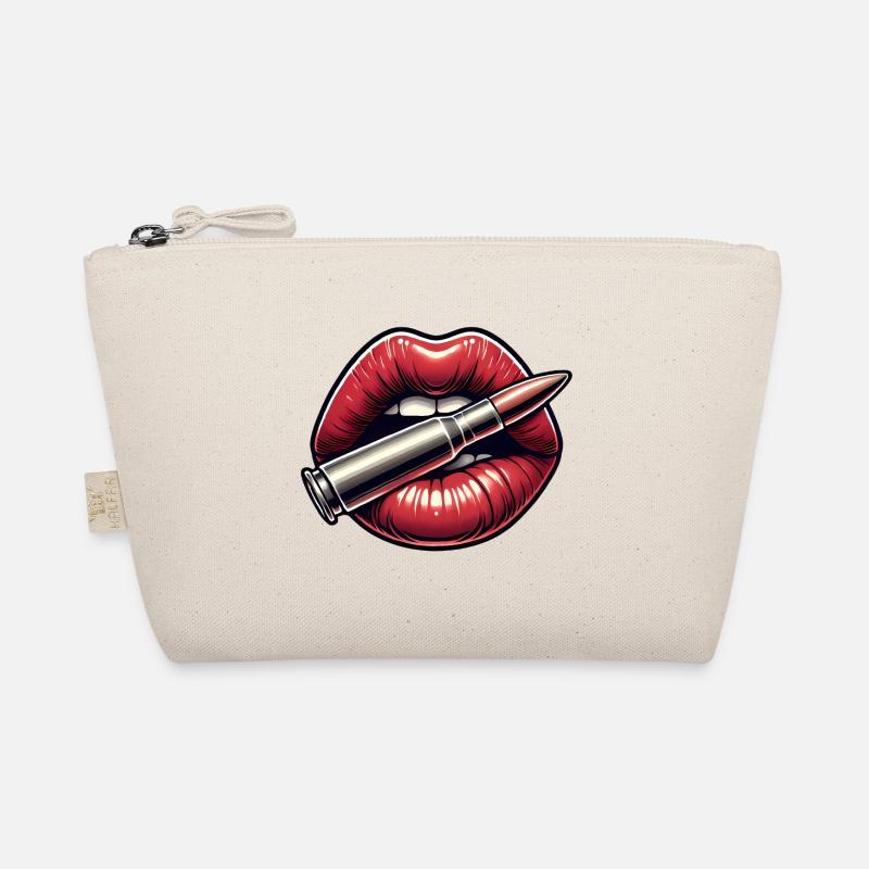 Kräftige Lippen mit Bullet-Grafikdesign - Bio-Täschchen - Natur