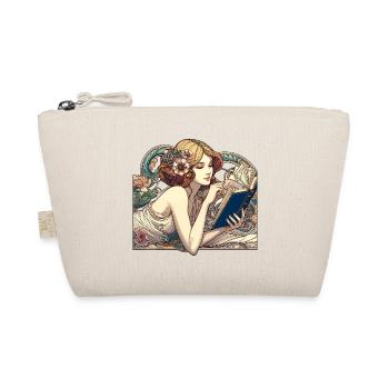 Art Nouveau Woman Book Books Reading Gift - Organic Pouch - nature - Front