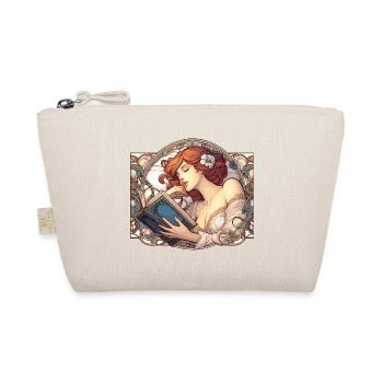 Art Nouveau Woman Book Books Reading Gift - Organic Pouch - nature - Front