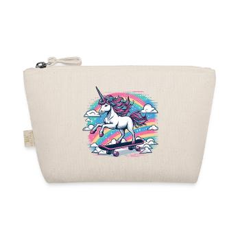 Regenbogen Einhorn Skateboard - Bio-Täschchen - Natur - Vorne