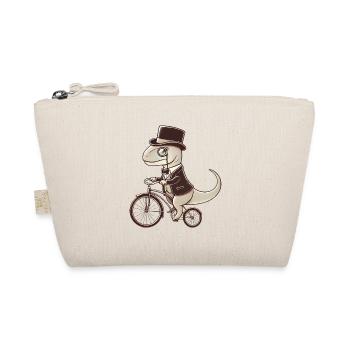 Dapper Dinosaur on Vintage Bicycle - Organic Pouch - nature - Front