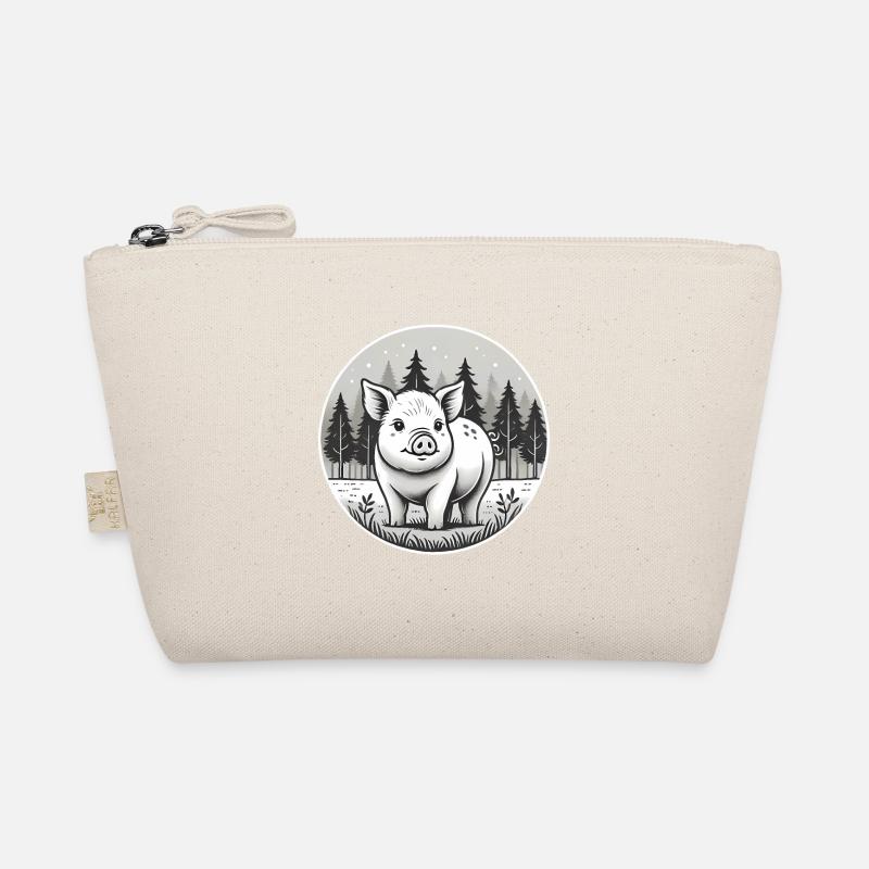 Rustikale Schwein-Illustration im Wald Bio-Täschchen