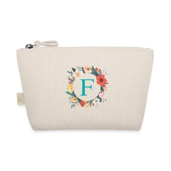 F Monogramm, Blumen-Kranz, personalisierbar - Bio-Täschchen - Natur - Vorne