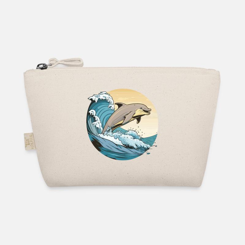 Leaping Waves: A Playful Dolphins Dance Organic Pouch