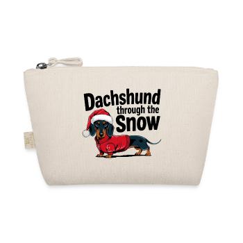 Dackel im Festtagspullover mit Nikolausmütze - Bio-Täschchen - Natur - Vorne