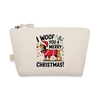 Festlicher Hund im Weihnachtspullover - Bio-Täschchen - Natur - Vorne