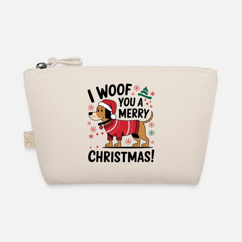 Festlicher Hund im Weihnachtspullover Bio-Täschchen