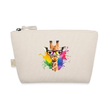 Colorful Giraffe with Glasses and Rainbow Splash - Organic Pouch - nature - Front