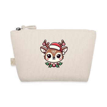 Adorable Christmas Reindeer Cartoon - Organic Pouch - nature - Front