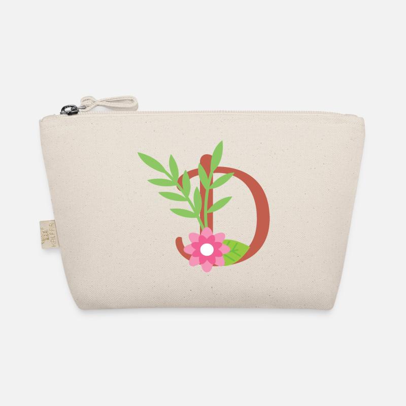 Eleganter Buchstabe 'D' mit Blumen Bio-Täschchen