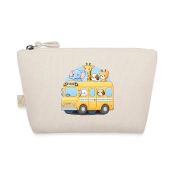 Cute Animal School Bus Illustration - Organic Pouch - nature - Front