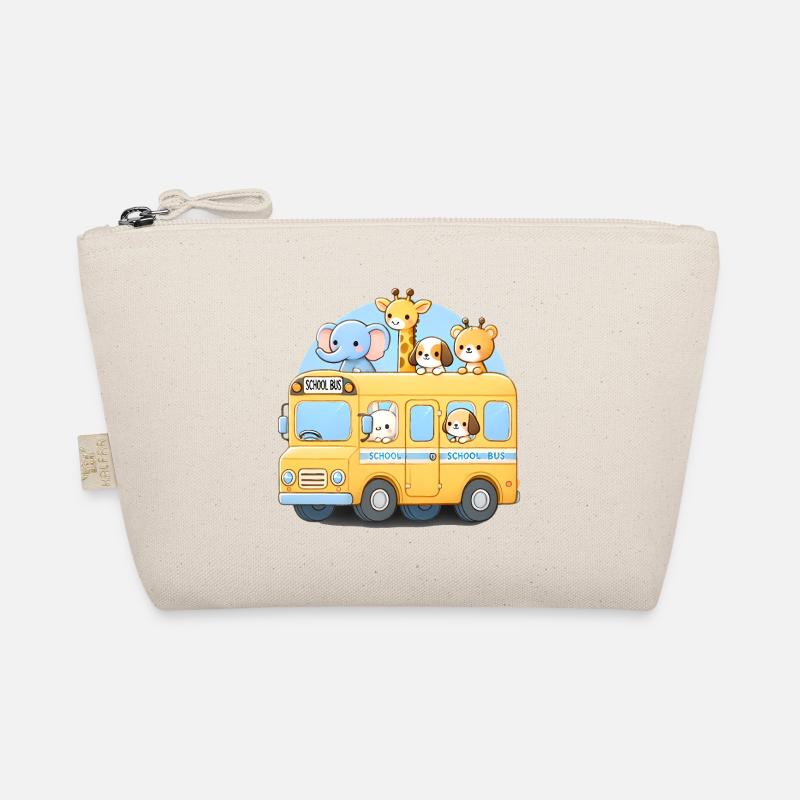 Cute Animal School Bus Illustration Organic Pouch