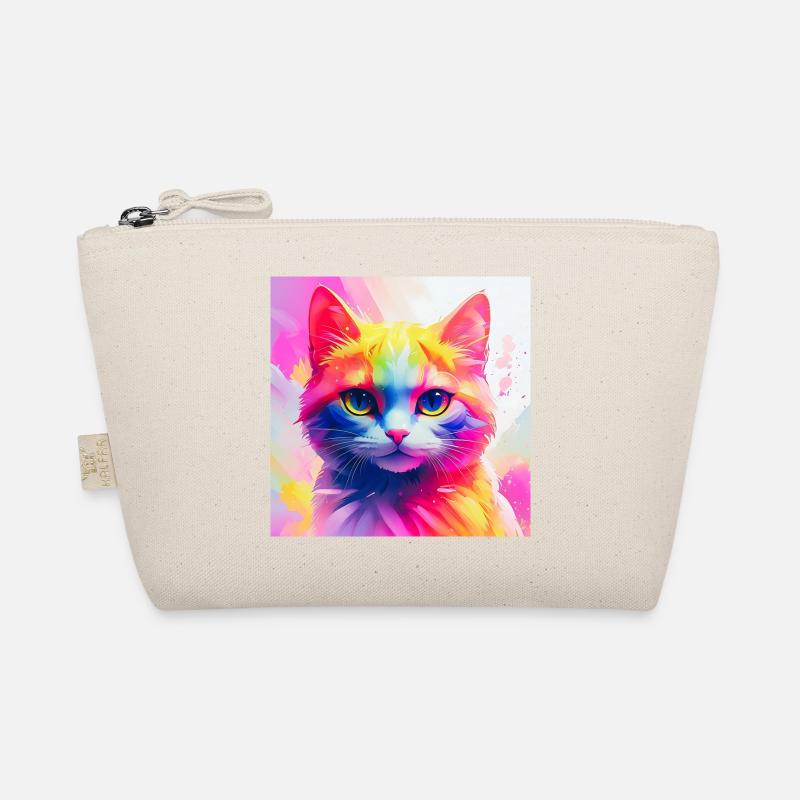 Vibrant Rainbow Cat Artwork Organic Pouch