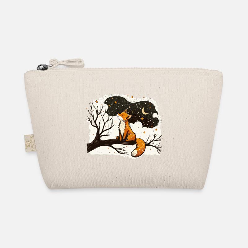 Whimsical Nocturne: A Cute Fox and the Moon Organic Pouch