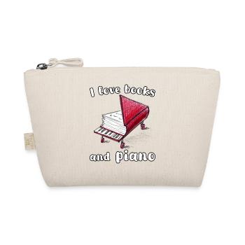 I Love Books And Piano, Authentic Freehand Art - Organic Pouch - nature - Front