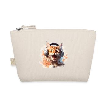 Screaming DJ Cat with Headphones Music Pet - Organic Pouch - nature - Front