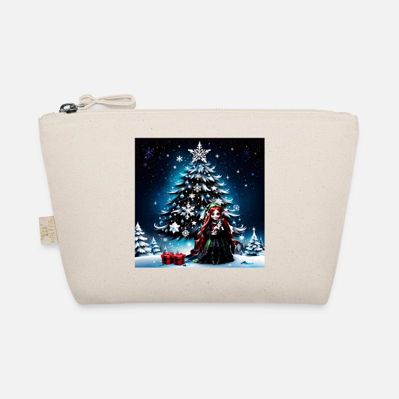 Christmas elf with kitten. - Organic Pouch - nature
