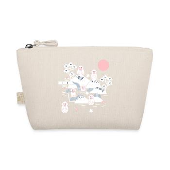 Chilling monkeys in a hot spring l white pink blue - Organic Pouch - nature - Front
